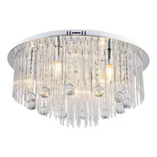 V-tac Mennyezeti lámpa, króm (9xE14) kristály búra, kerek világítás