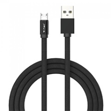 V-tac Ruby USB - Micro USB pamut-szövetkábel (1 méter) fekete - USB 2.0 kábel és adapter
