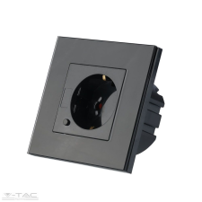 V-tac Smart wifis Fekete EU konnektor üveg panel 16A - 8797 villanyszerelés