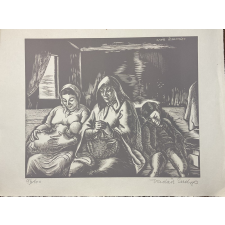  Vadász Endre (1901-1944): Szent család (Daumier után) Fametszet - jelezve antikvárium - használt könyv