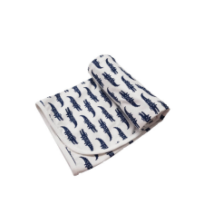 Vaganza Pamut Mintás Takaró 70x90 cm - Fehér Alapon Sötét Kék Krokodil babaágynemű, babapléd