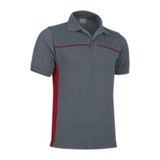 Valento THUNDER, kétszínű unisex galléros piké póló, Cement Grey-Lotto Red-S férfi póló