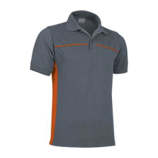 Valento THUNDER, kétszínű unisex galléros piké póló, Cement Grey-Party Orange-L