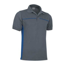 Valento THUNDER, kétszínű unisex galléros piké póló, Cement Grey-Royal Blue-M férfi póló