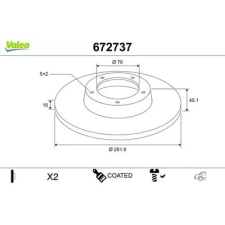 Valeo féktárcsa 672737 autóalkatrész