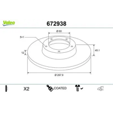 Valeo féktárcsa 672938 autóalkatrész