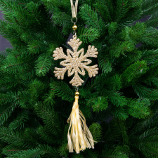Valex Decor Organza csíkos csillogó arany hópihe karácsonyfadísz 24cm karácsonyfadísz
