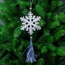 Valex Decor Organza csíkos csillogó ezüst hópihe karácsonyfadísz 24cm karácsonyfadísz