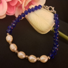  Valódi gyöngy és kristály karkötő ékszer szett