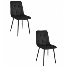  Valora TYRA szék, fekete bársony, fém lábak, 2 darabos szett bútor