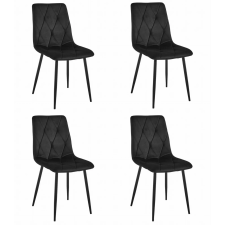 Valora Tyra szék, fekete bársony, fém lábak, 4 darabos szett bútor