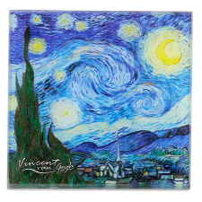 Van Gogh Csillagos éj üveg poháralátét - 10,5x10,5 cm konyhai eszköz