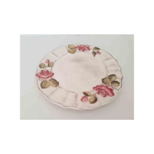 Vanilia Kerámia domború mintás lapostányér, bordó virágos, kézzel festett, V.K.30-25 tányér és evőeszköz