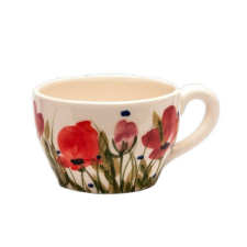 Vanilia Kerámia Tele virágos kávéscsésze, pipacs, kerámia, kézzel festett-1,5dl bögrék, csészék