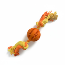  Vaníliás fogtisztító labda kötéllel - Narancs játék kutyáknak