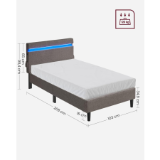 VASAGLE 90 × 190 cm vendégágy LED világítással RMB801G71 ágy és ágykellék