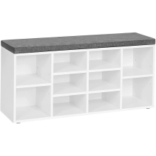 Vasagle Cipőpad, cipőtartó 10 rekesz párnázással 104x30x48 cm, Fehér bútor
