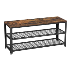 Vasagle Cipőpad, cipőtartó 2 polccal, rusztikus barna és fekete | VASAGLE bútor