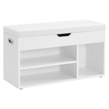 Vasagle Cipőpad, párnázott cipőpad 3 nyitott rekesszel, fehér | VASAGLE bútor