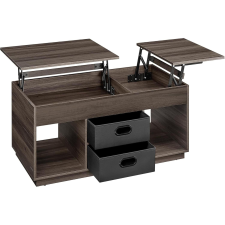 Vasagle Dohányzóasztal, felemelhető asztallapos dohányzóasztal 2 fiókkal és rejtett rekesszel, hamvasbarna bútor