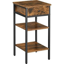 Vasagle Éjjeliszekrény, éjjeliszekrény fiókkal és 2 tárolópolccal, rusztikus barna és fekete (LET502B01 XXX) bútor