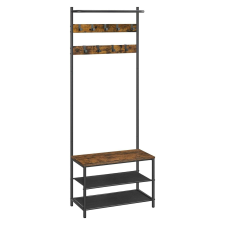 Vasagle Előszobafal, kabáttartó cipőtárolóval, rusztikus barna és fekete bútor