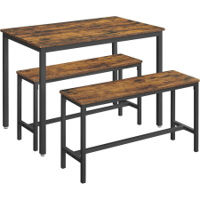 Vasagle Étkezőasztal két paddal, rusztikus barna 110x70x75cm bútor