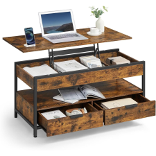 Vasagle felnyitható fedelű dohányzóasztal rusztikus barna és tintafekete színben bútor