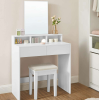 Vasagle fésülködőasztal négyszögletes tükörrel, 80 x 40 x 140 cm, modern stílusú, fehér RDT113W01