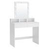 Vasagle Fésülködőasztal tükörrel és szabályozható fénnyel, 80 x 145 x 40 cm, fehér | VASAGLE