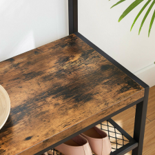  VASAGLE Ipari Stílusú Előszobafal Cipőspaddal Rusztikus Barna-Fekete bútor