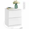 Vasagle Kailyn éjjeliszekrény 2 fiókkal, 2 integrált konnektorral és 2 USB-porttal, 40x35x49 cm, fehér