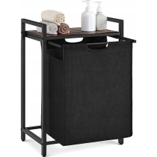 Vasagle Kihúzható Szennyeskosár, Polccal, Rusztikus Barna-fekete (BLH101B01 XXX) bútor
