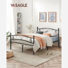 VASAGLE Klasszikus Fém Franciaágy Keret Fekete Díszítéssel ágy és ágykellék