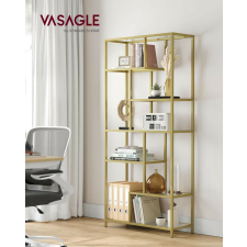  VASAGLE LGT502A01 Elegáns hatpolcos álló könyvespolc edzett üvegpolcokkal bútor