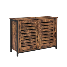 Vasagle LOWELL Ipari Stílusú Tálalószekrény Tolóajtókkal Rusztikus Barna-Fekete bútor