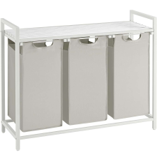 Vasagle Szennyes kosár, Songmics, 3 rekeszes, 38 l, fehér/szürke bútor
