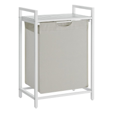 Vasagle Szennyestartó 65L, szennyeskosár polccal, kihúzható zsákkal, fehér bútor