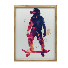 VÁSZFESTÉS MAJOM Gördeszkára KERET NÉLKÜL 50x70 CM PREMIUM VÁSZON grafika, keretezett kép