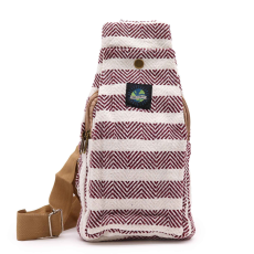  Vászon Cross-Body Táska - Bordó és Fehér