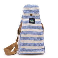  Vászon Cross-Body Táska - Kék és Fehér