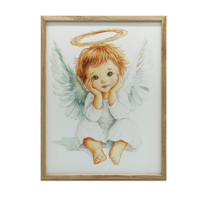 VÁSZON FESTMÉNY A FALHOZ ANGEL'S CARE ARANY KERET 30x40 grafika, keretezett kép