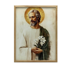 VÁSZON FESTMÉNY A FALRA SZENT JÓZSEF EGY CSOKOR LILES 30x40 CM grafika, keretezett kép