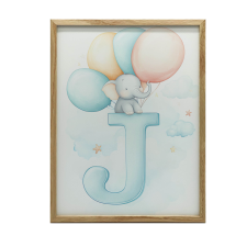  VÁSZON FESTMÉNY ÉDES ELEFÁNT J BETŰRE 50x70 CM KERET NÉLKÜL PREMIUM grafika, keretezett kép