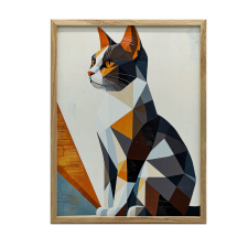 VÁSZON FESTMÉNY FAL CAT GEOMETRIÁHOZ 50x70 CM ALUMÍN VÁZ grafika, keretezett kép