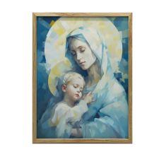 VÁSZON FESTMÉNY MÁRIA JÉZUSBABÁVAL VÁSZON 50x70 CM grafika, keretezett kép
