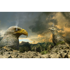  Vászon festmény, MÉDIA, Kőőrök a jövőből, 105 x 70 cm grafika, keretezett kép