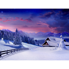  Vászon festmény, MÉDIA, Tél a hegyekben, 105 x 70 cm grafika, keretezett kép