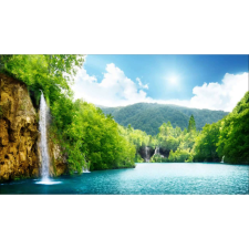  Vászon festmény, MÉDIA, Vízesés a nap alatt, 105 x 70 cm grafika, keretezett kép