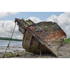  Vászon festmény, MEDIA, Zátonyra futott hajó, 105 x 70 cm grafika, keretezett kép